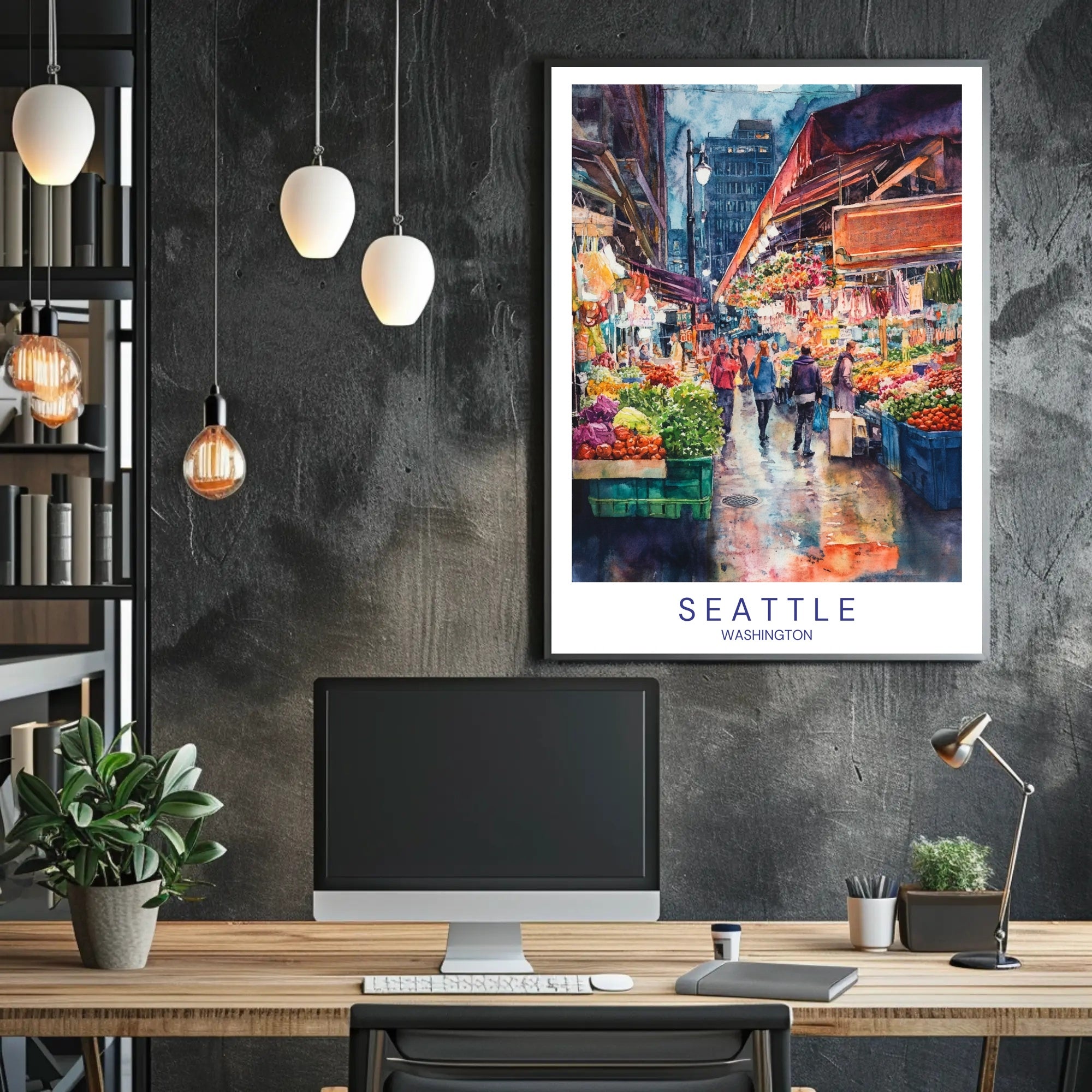 Vibrant Seattle Market Poster PosterGoat