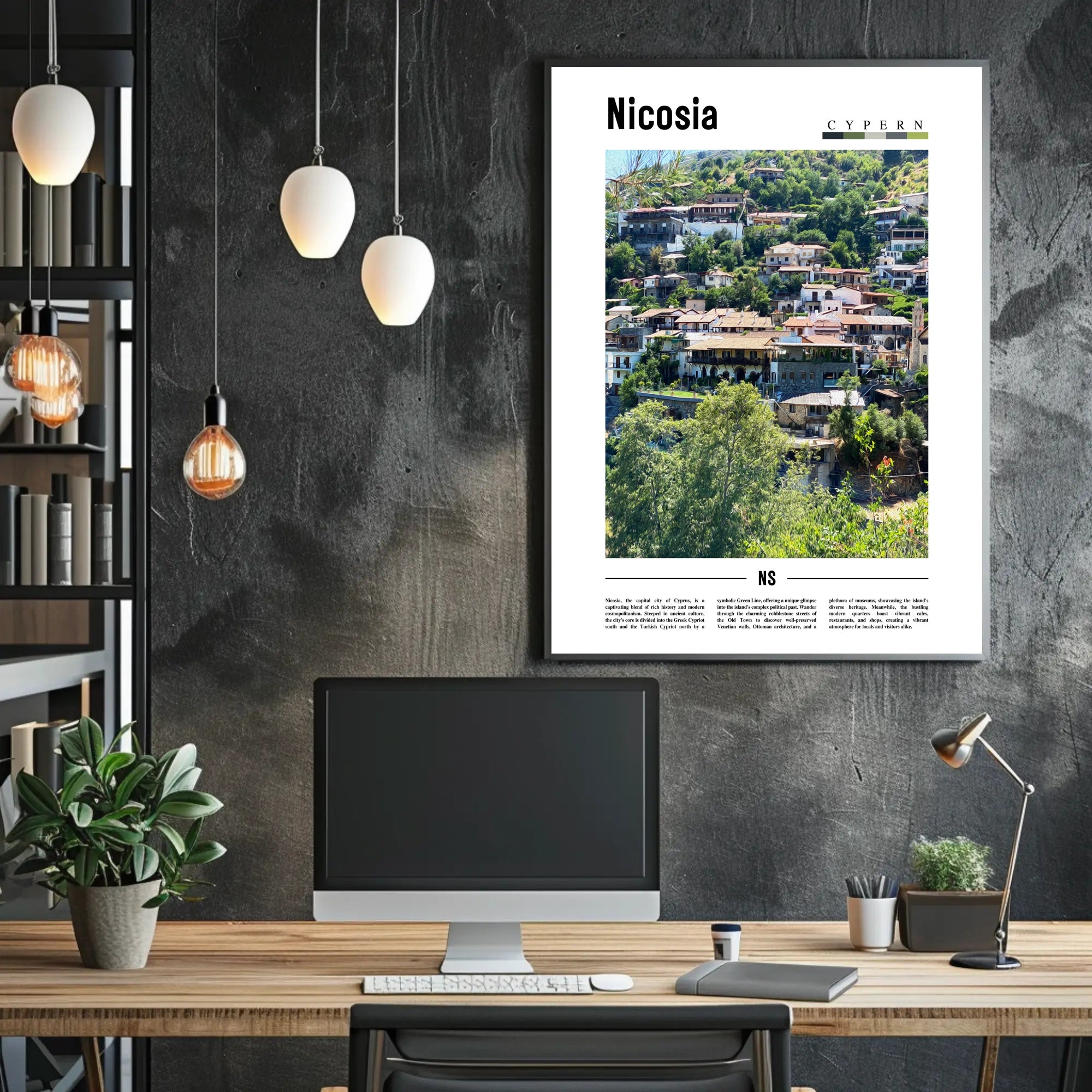 Nicosia Cityscape Vibrant Travel Poster PosterGoat