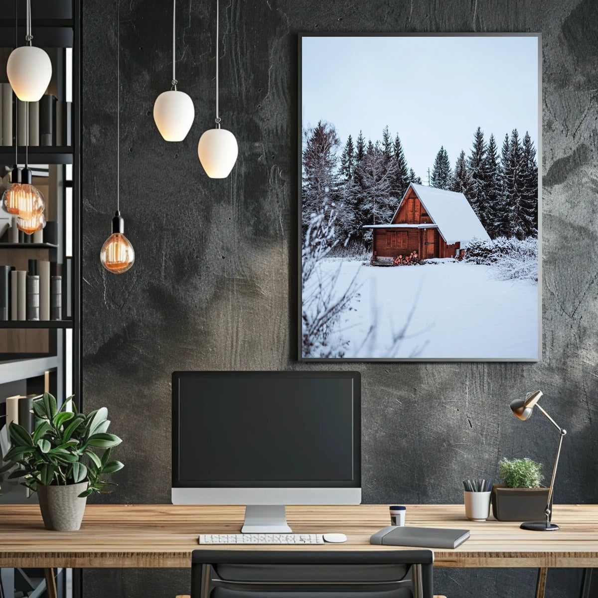 Winter Cabin Retreat Poster