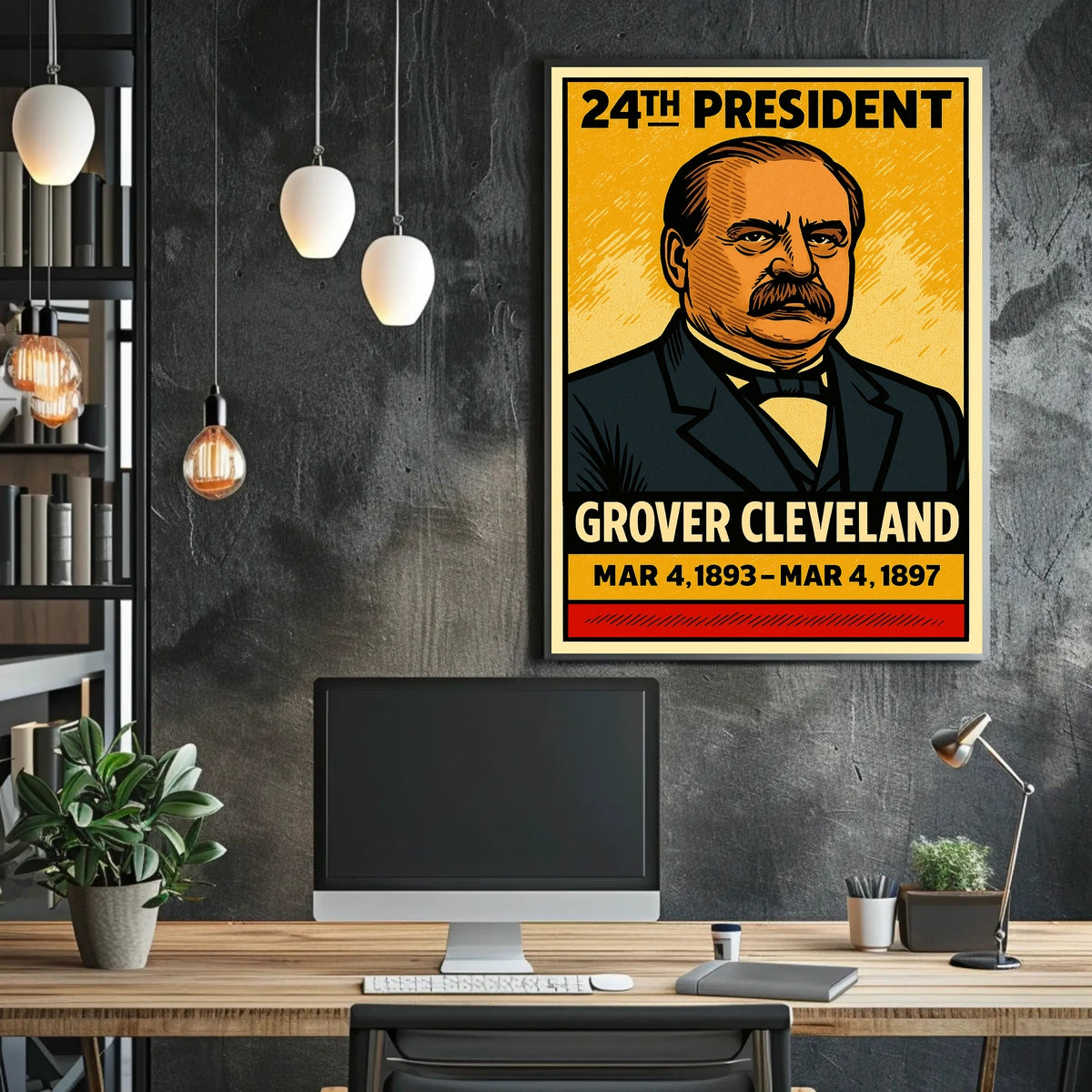 Grover Cleveland 24th President of the United States Inked Comic Style Poster