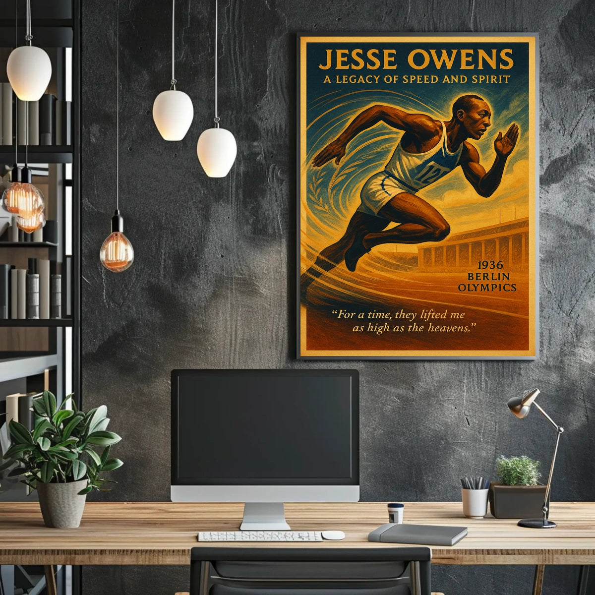 Jesse Owens Vintage Olympic Triumph Art Poster
