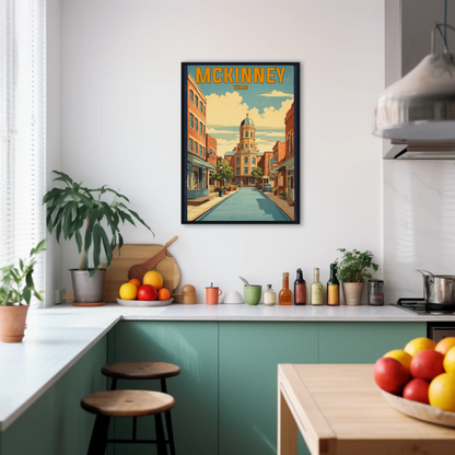 McKinney Texas Downtown Charm Vintage Travel Poster