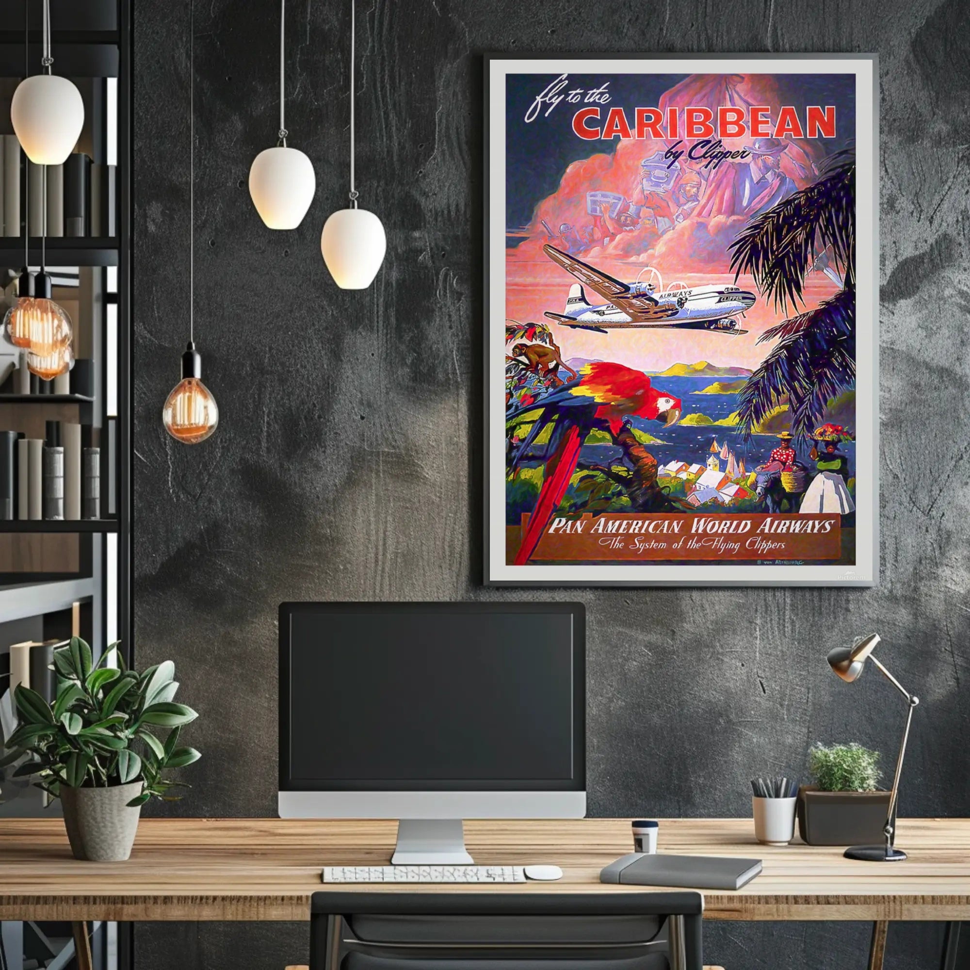 Caribbean Adventure Pan American Travel Poster PosterGoat