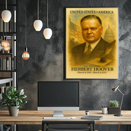 Herbert Hoover 31st President of the United States Vintage Watercolor Poster