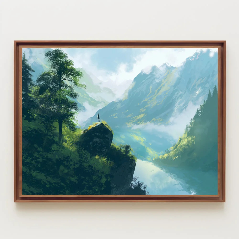 Majestic Mountain Adventure Scenic Art Poster