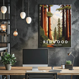 Redwood National Park Poster Scenic Wall Art Print
