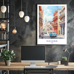 Havana Vintage Car Street Scene Urban or Cityscape Poster PosterGoat