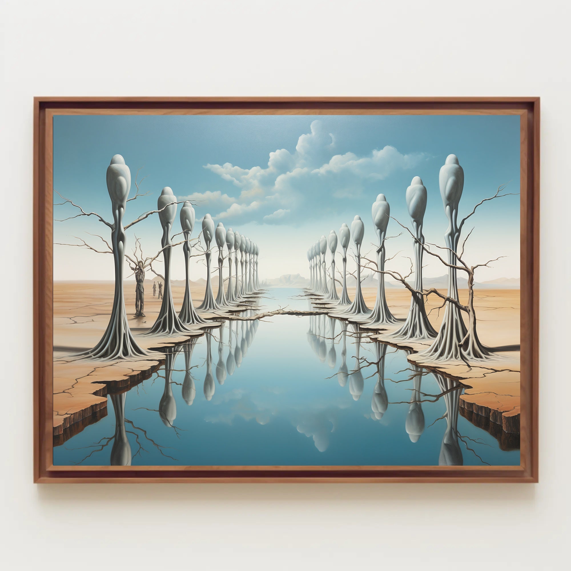 Surreal Dreamscape with Human-Tree Figures Artistic Poster