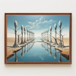 Surreal Dreamscape with Human-Tree Figures Artistic Poster