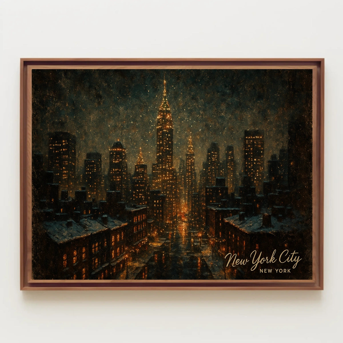 New York City Skyline at Night Poster