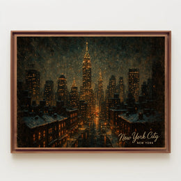 New York City Skyline at Night Poster