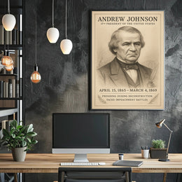 Andrew Johnson 17th President Sketch Poster Art Print for Home Decor PosterGoat