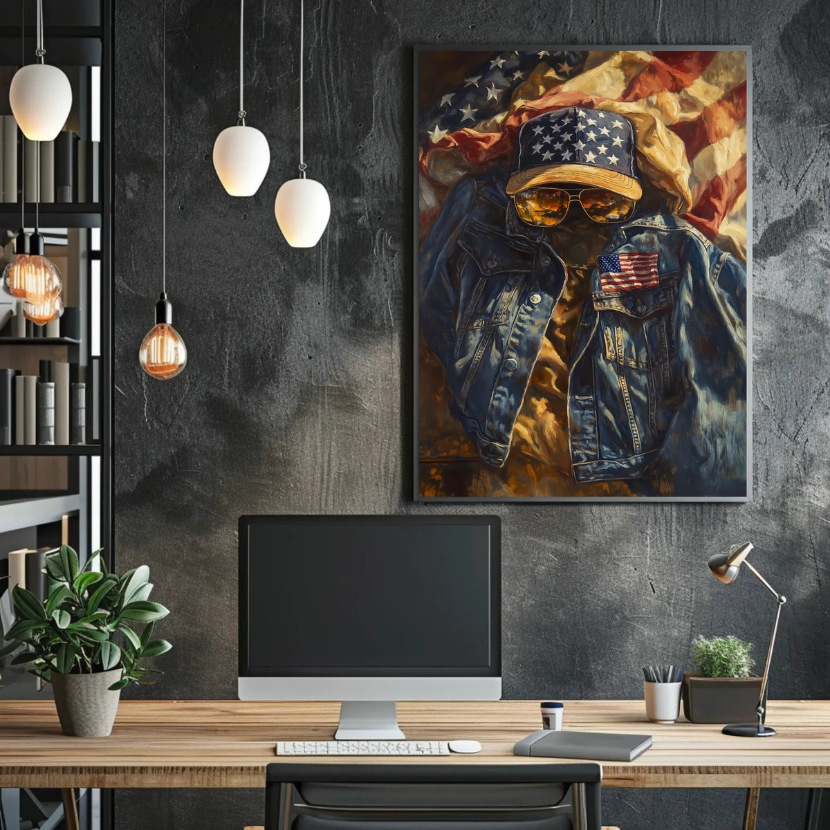 Patriotic Denim Jacket And Baseball Cap Artwork Poster