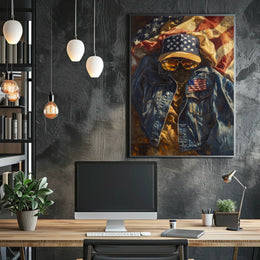 Patriotic Denim Jacket And Baseball Cap Artwork Poster