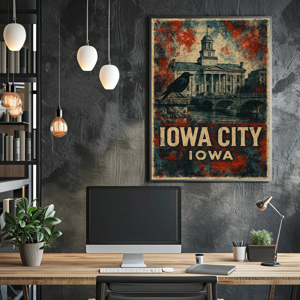 Iowa City Neoclassical Architecture Vintage Patriot Poster