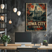 Iowa City Neoclassical Architecture Vintage Patriot Poster