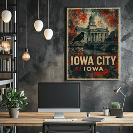 Iowa City Neoclassical Architecture Vintage Patriot Poster