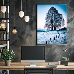 Majestic Winter Tree Scenic Landscape Art Poster
