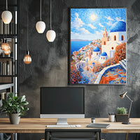 Santorini Coastal Art Print with Mediterranean Flair - Travel Poster