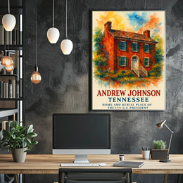 Andrew Johnson Historic Watercolor Poster, Patriotic Art