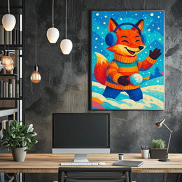 Winter Fox Scene Poster