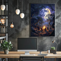Mystical Moonlit Forest Gathering Fantasy or Mythology Poster PosterGoat