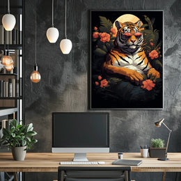 Tiger sunglasses jungle scene – Artistic Animal Poster