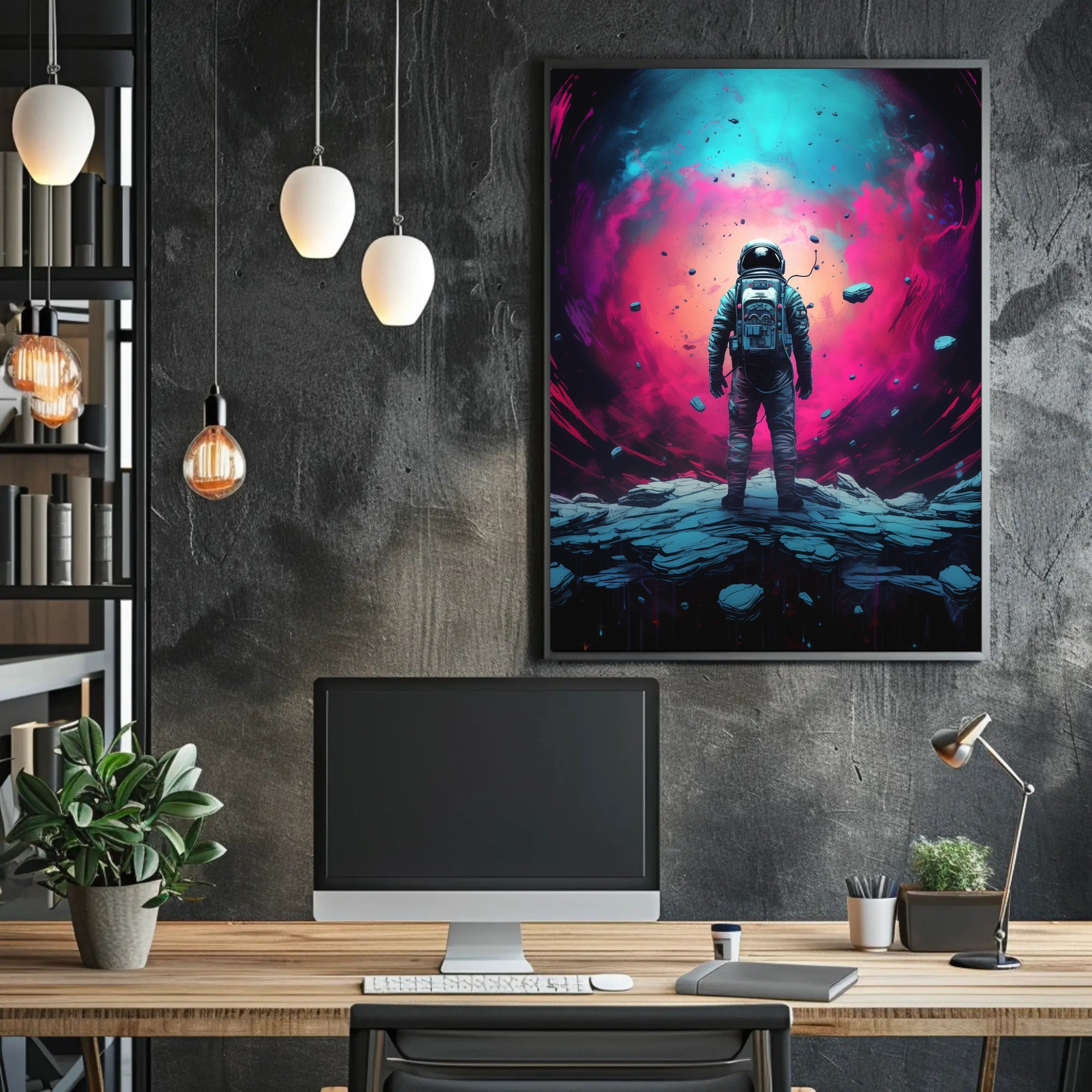 Cosmic Astronaut Adventure Art Print - Futuristic Sci-Fi Poster