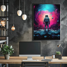 Cosmic Astronaut Adventure Art Print - Futuristic Sci-Fi Poster