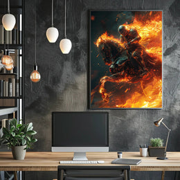 Fiery Knight in Battle: Epic Fantasy or Mythology Poster PosterGoat