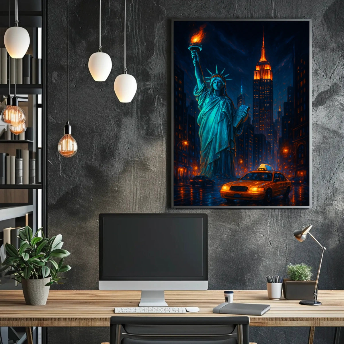 New York City Street Skyline Poster Modern Wall Art