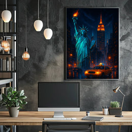 New York City Street Skyline Poster Modern Wall Art