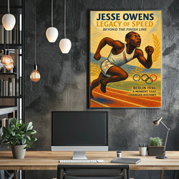 Jesse Owens Olympic Triumph Vintage Poster Print