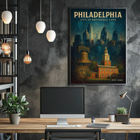 Philadelphia Vintage Poster: Liberty Bell & Independence Hall
