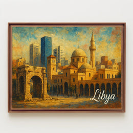 Libya Heritage Modernity Travel Realism Poster