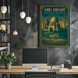Abu Dhabi Oasis Where Tradition Meets Modernity Travel Poster