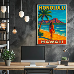 Honolulu Beach Escape Poster