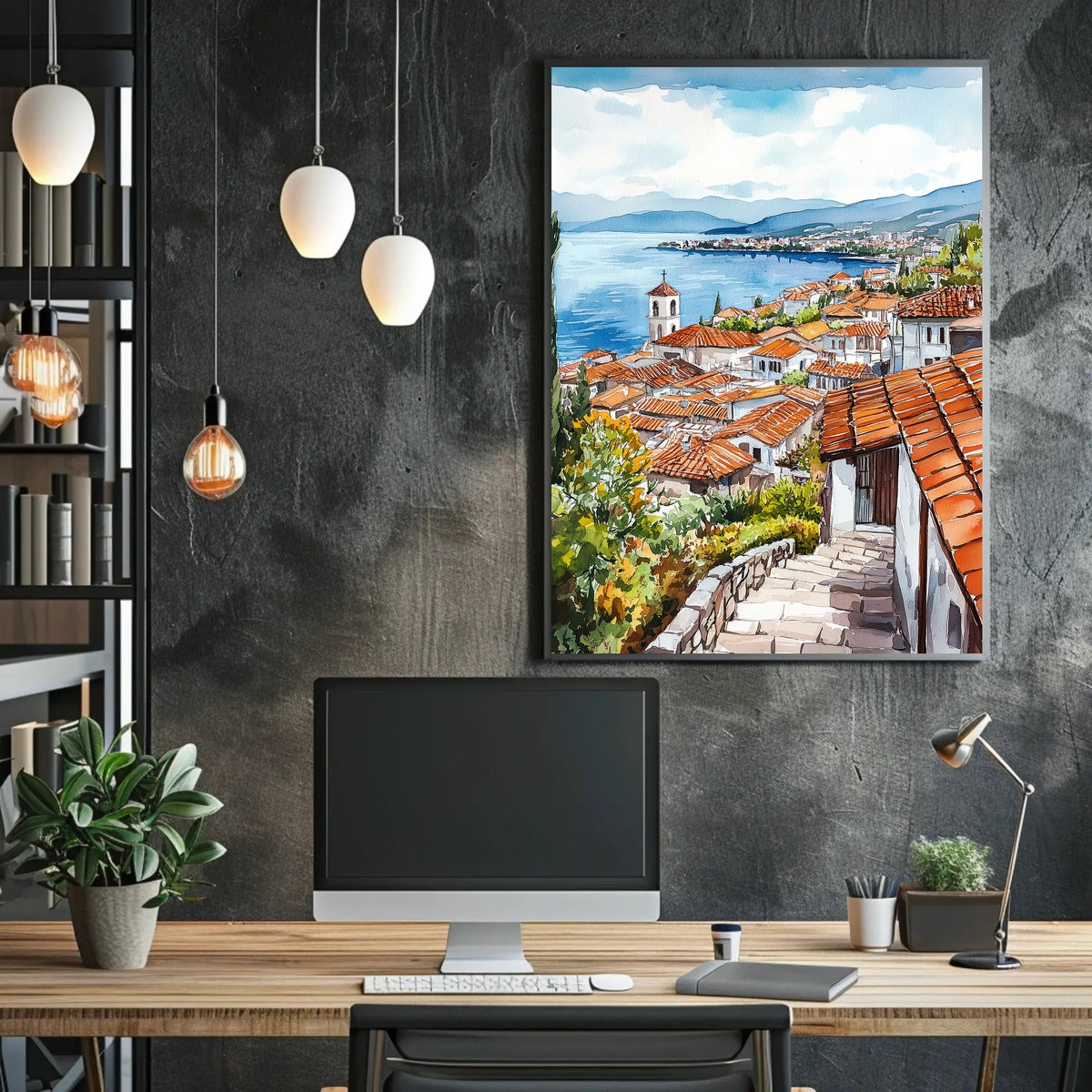 Scenic Ohrid Lake Old Town View North Macedonia Poster