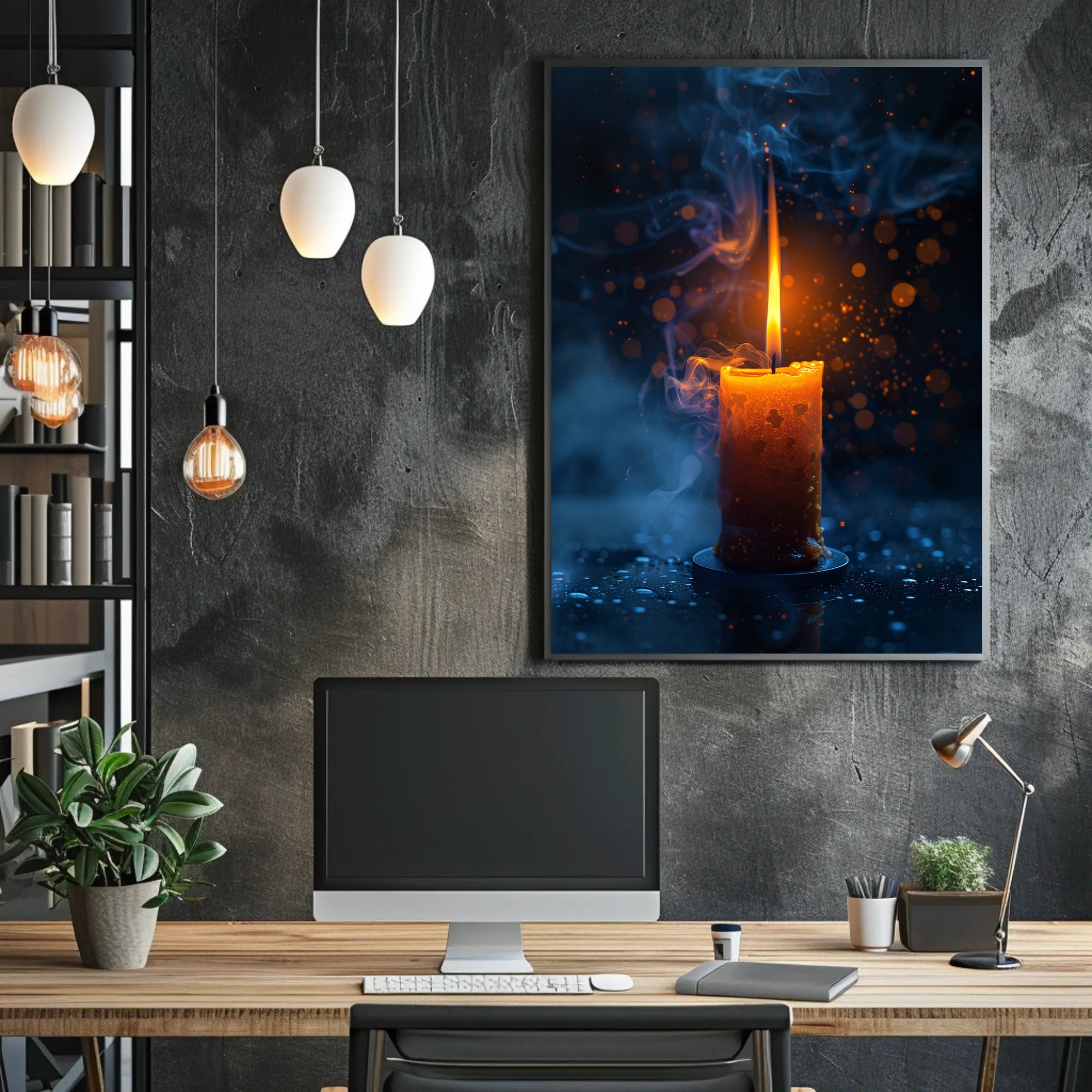 Ethereal Candle Glow: Mystical Starry Night Poster PosterGoat