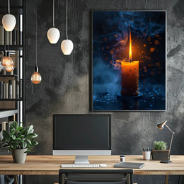 Ethereal Candle Glow: Mystical Starry Night Poster PosterGoat