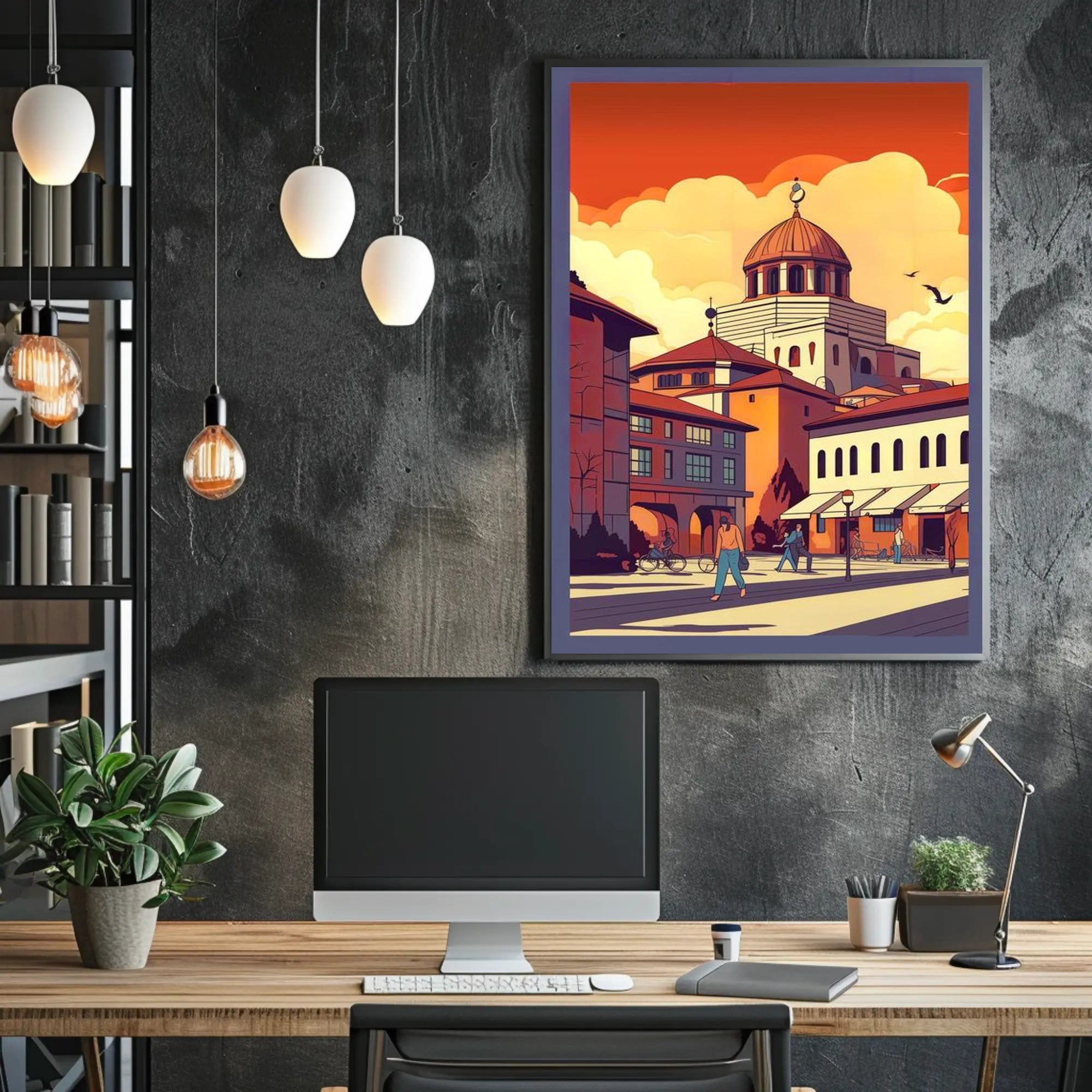 Tranquil Cityscape at Dusk Poster
