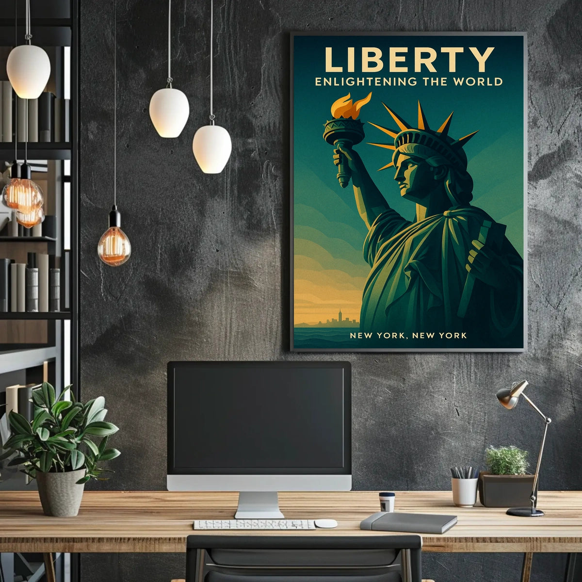 Statue of Liberty Sunrise Patriotic Poster