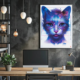 Futuristic Feline Art Print Poster for Home Decor and Wall Art Enthusiasts PosterGoat