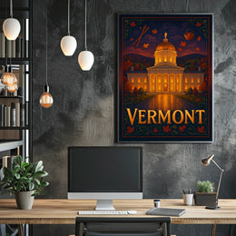 Vermont State Capitol At Dusk Poster
