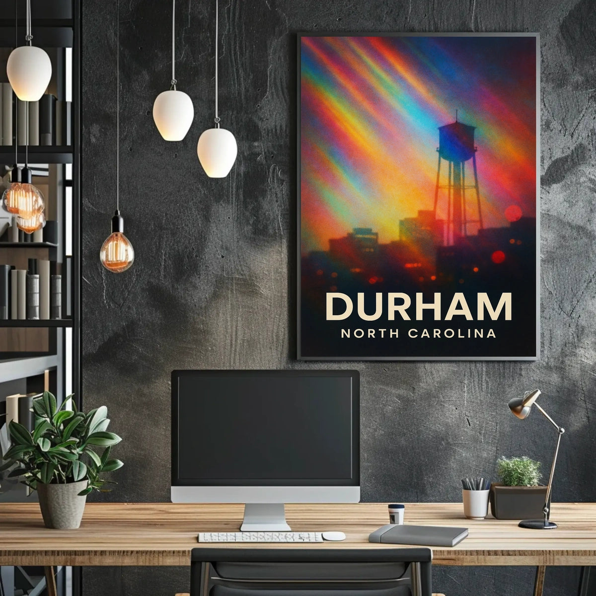 Durham Skyline Vibrant Digital Painting Poster
