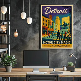 Motor City Magic: Vibrant Detroit Travel Poster