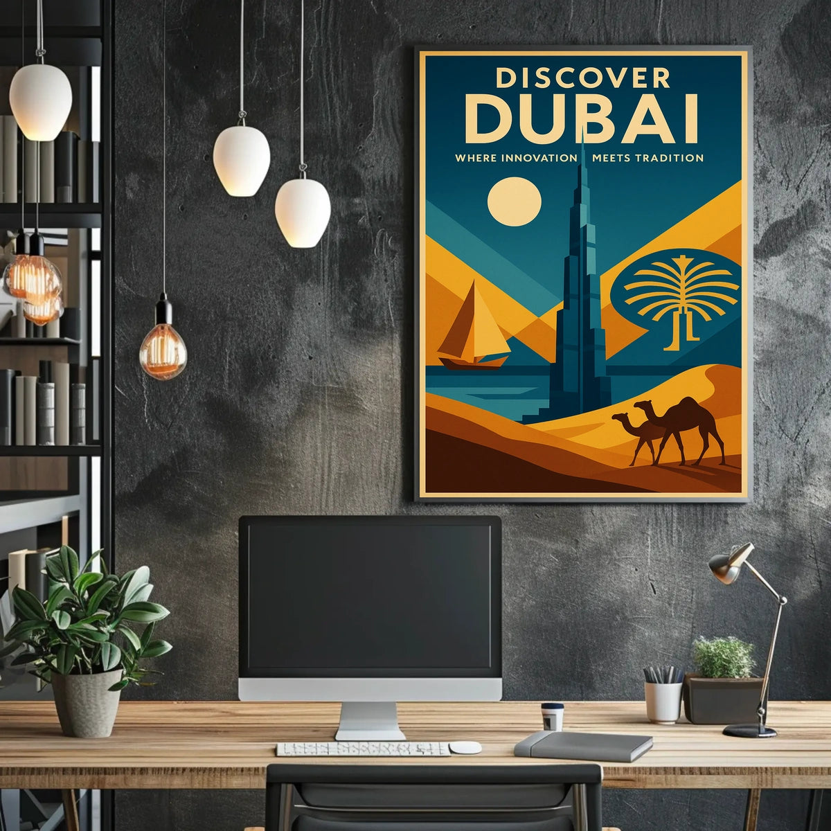 Dubai Skyline Poster Travel Art Lovers Iconic Fusion