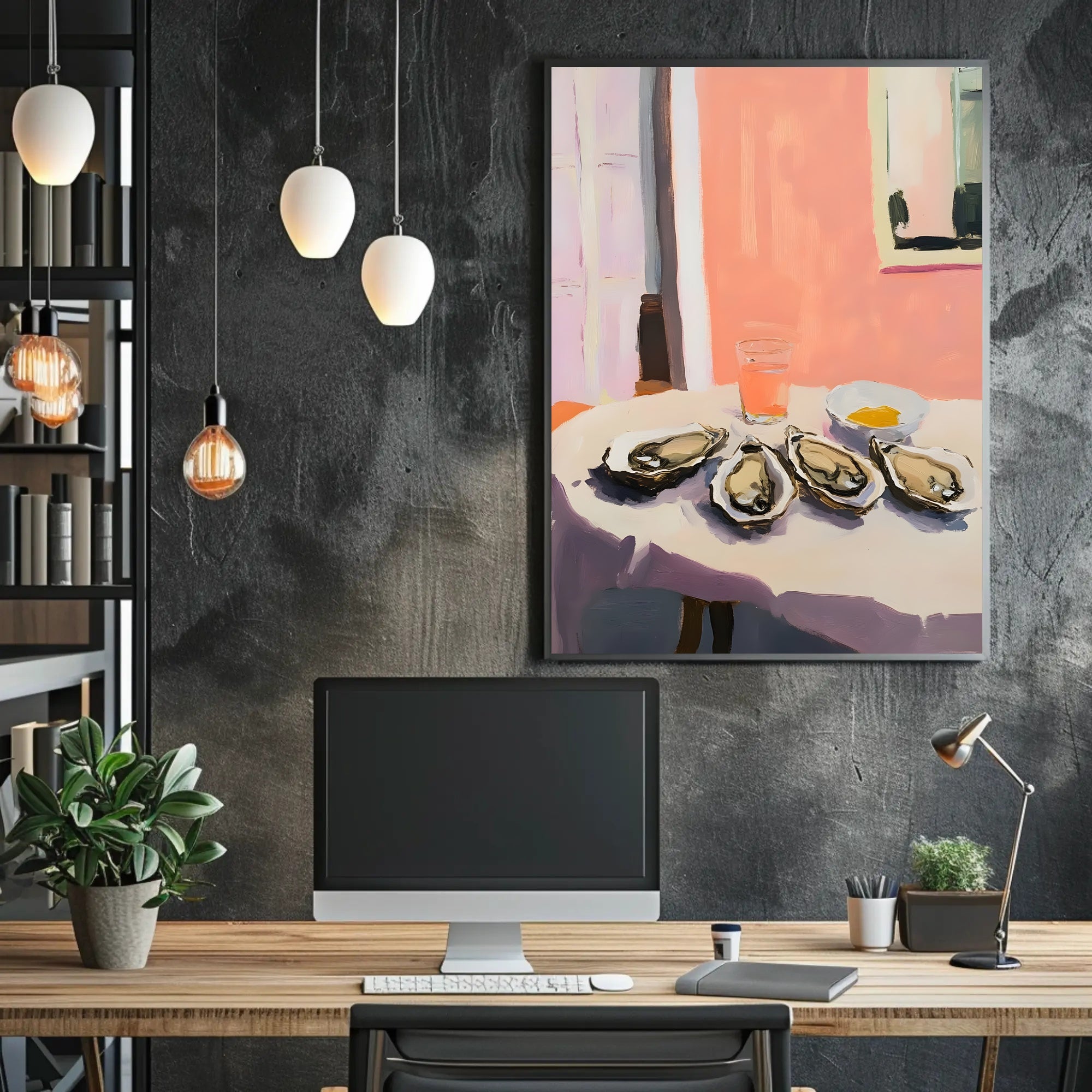 Oysters Still Life Poster Modern Coastal Wall Art