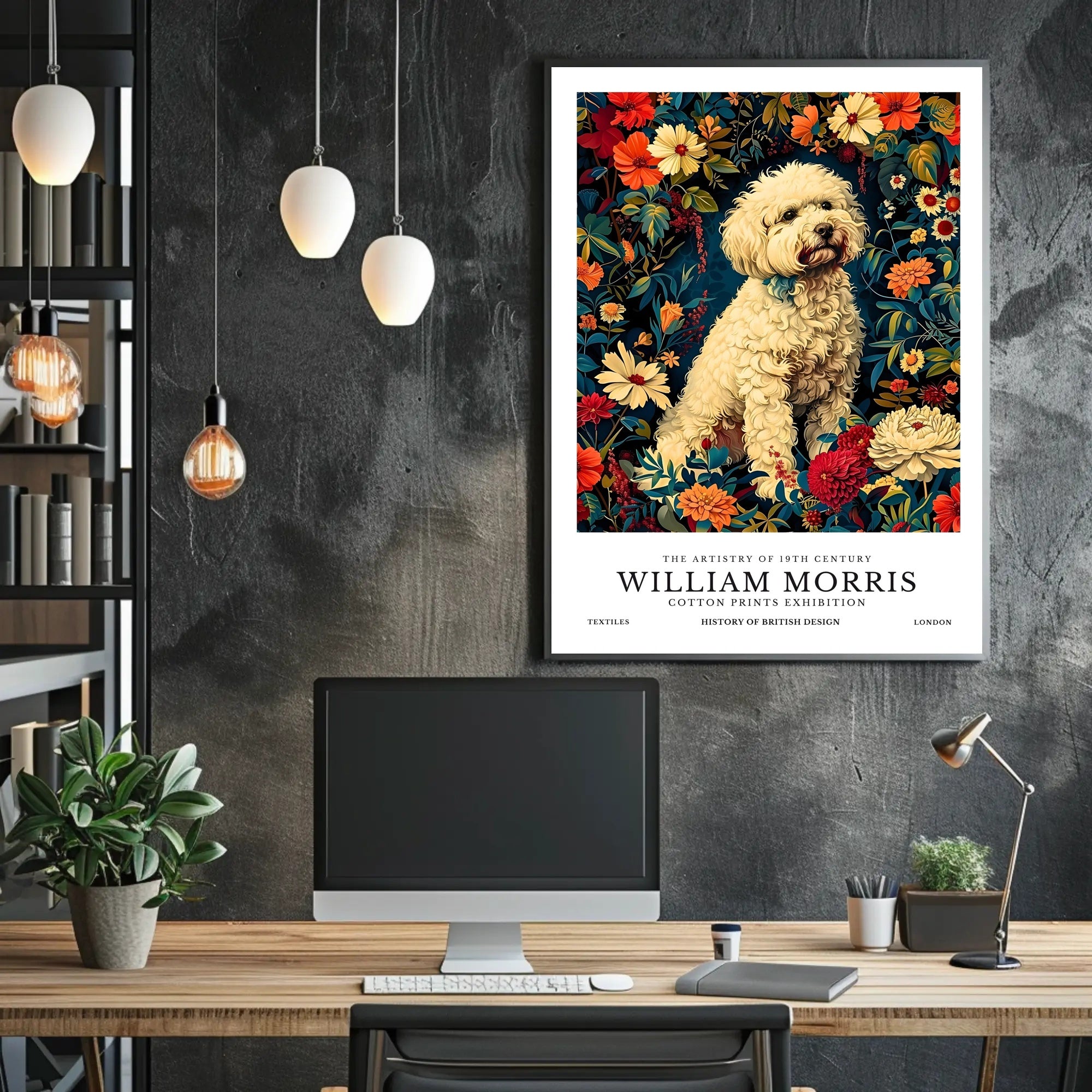 William Morris Inspired Floral Dog Artistic Poster
