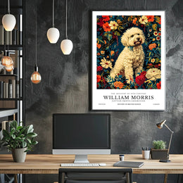 William Morris Inspired Floral Dog Artistic Poster